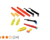 Herramientas para saber como sacar un fusible sin pinzas. Varios extractores de fusibles de plástico en rojo, amarillo y negro.
